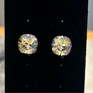 Gold Prong Set Stud Earrings with Sparkling Stones